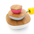 Custom Eco Friendly Bamboo Fiber Dinnerware Salad Bowl With Wood Lid